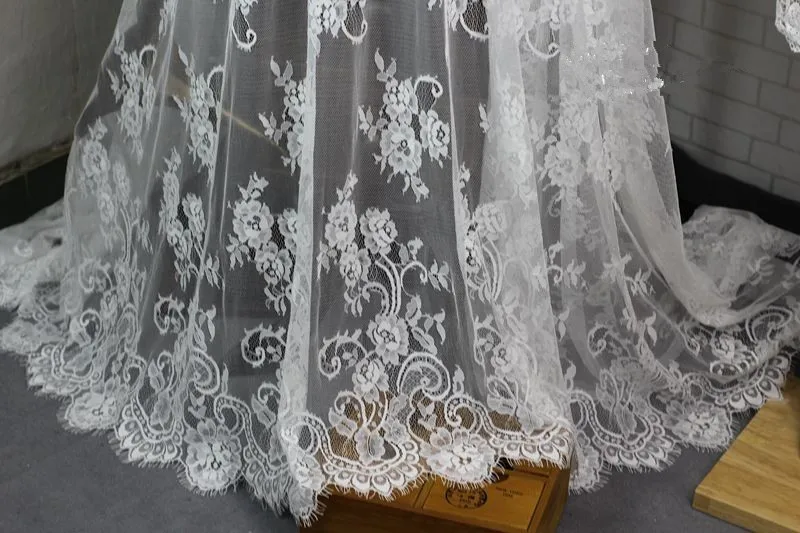 150 cm wide soft eyelash lace manual diy accessories high-end wedding dress textiles  lace fabric