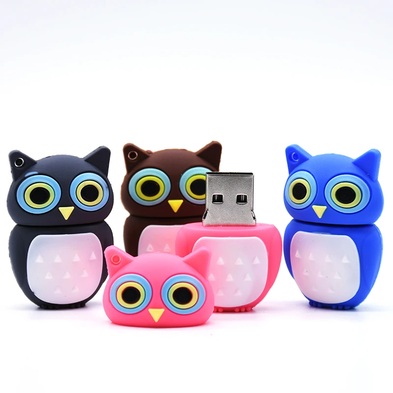 Unidad flash usb de animales, pendrive de 4GB, 8GB, 16GB, 32GB, 64GB, 128GB, pájaro, búho nocturno, regalo