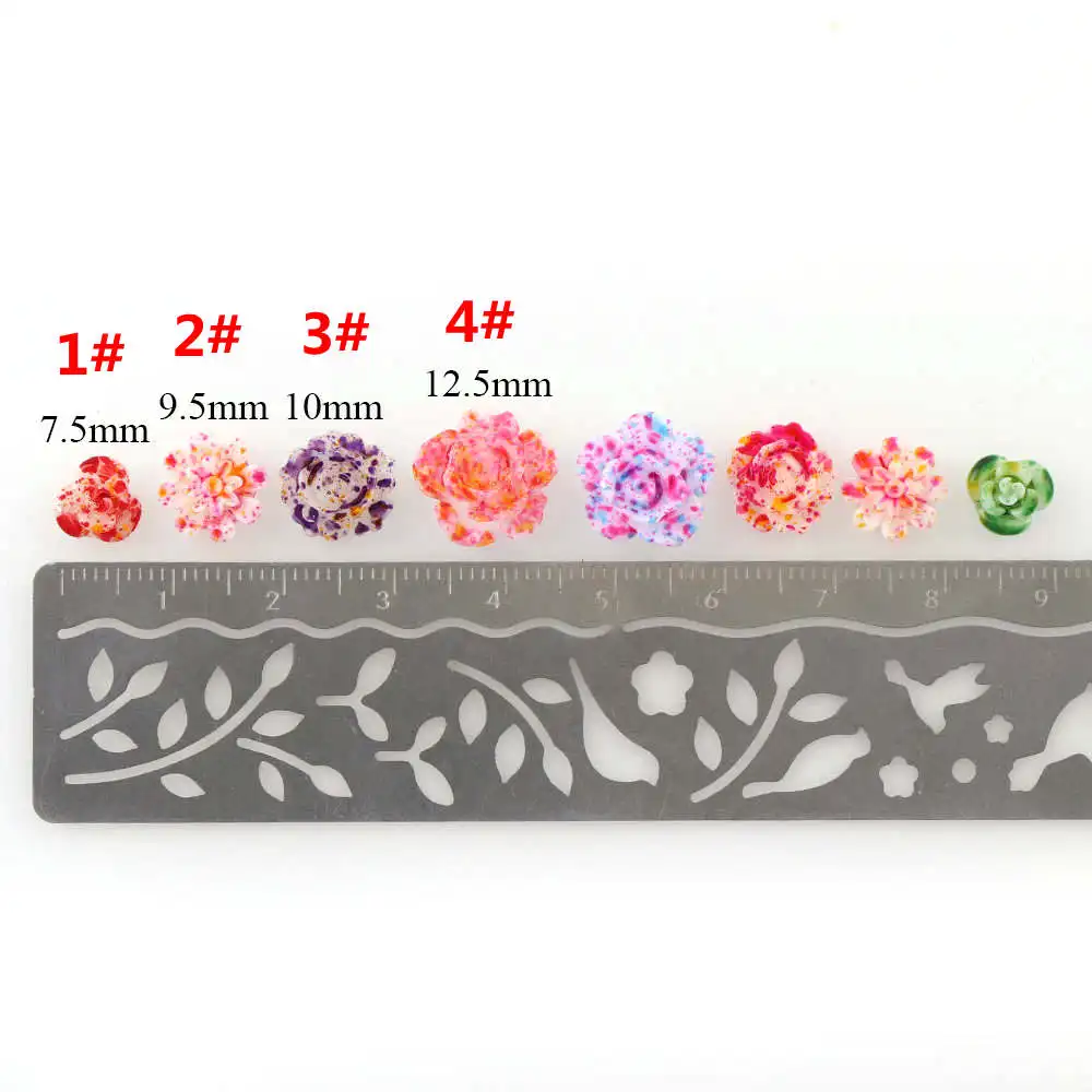 About 50Pcs Mix Color 3D Nail Charms Jewelry Resin Flower Spray Point Decorations For Nails Stud DIY Glue Nail Art Tools