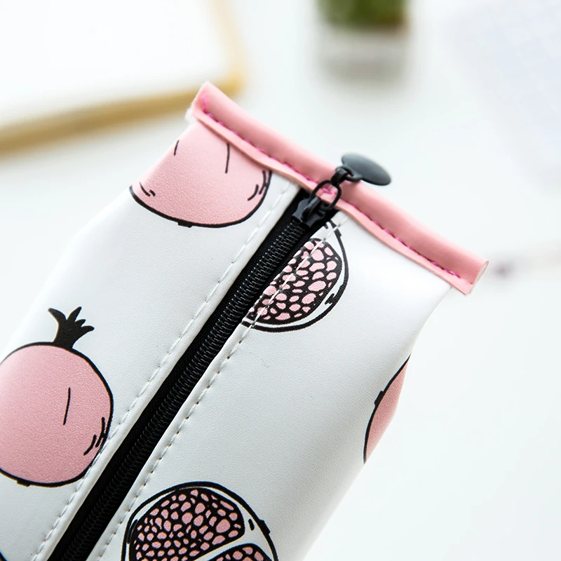 Creative Pomegranate Strawberry School Pencil Case Cute Pu Leather Pencil Bag School Supplies Stationery Storage