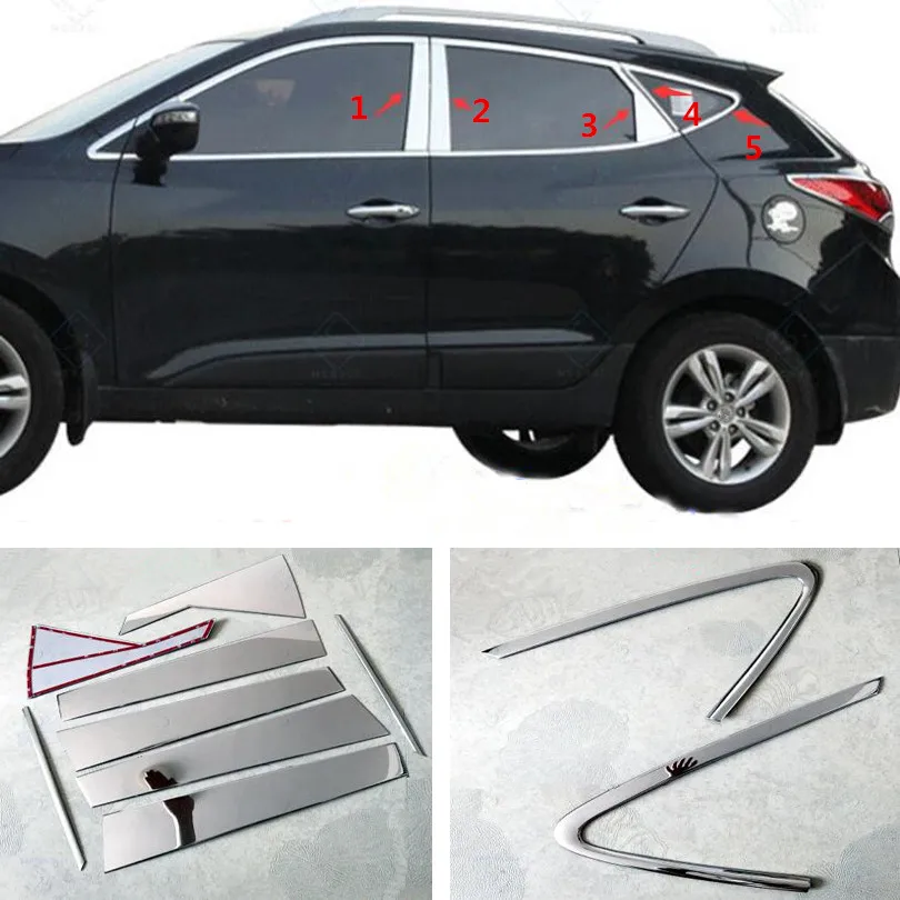 Stainless Steel Exterior Car Mouldings For Hyundai IX35 2010 2011 2012 2013 2014 2015 Car Window Pillar Trim Car Styling Sticker