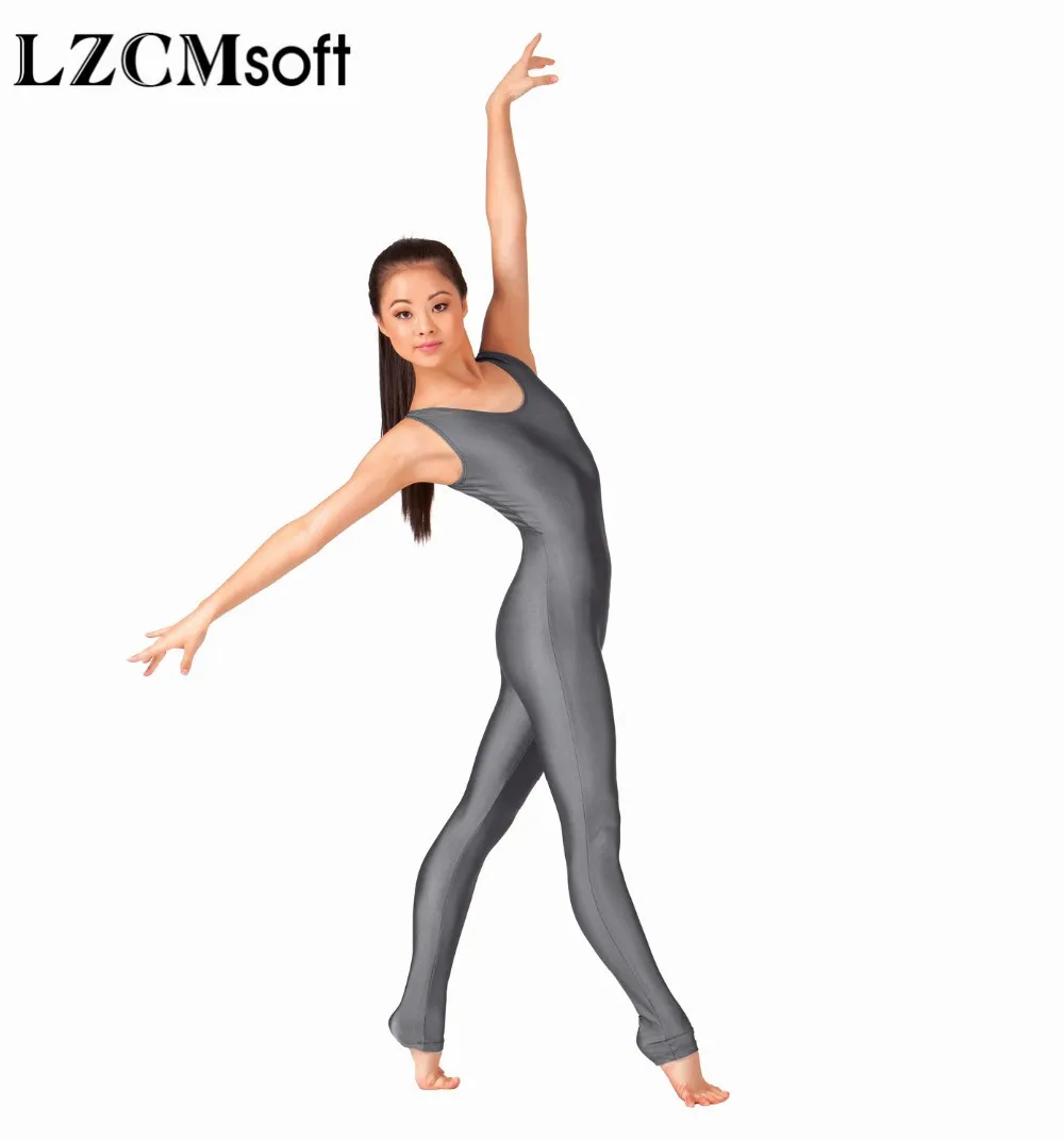 LZCMsoft Women Spandex Tank Unitard Scoop Neck Gymnastics Unitards Full Bodysuit Jumpsuit Ballet Stage Dance Show