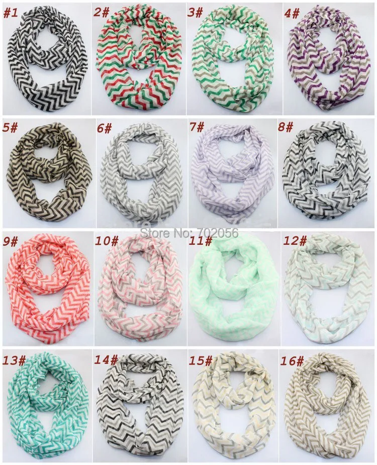 New infinity scarf circle scarf Wave Chevron Women and Teens Loop scarf 16 colors #3729