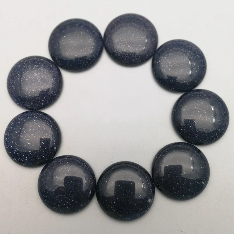 Wholesale fashion 25mm blue sand stone beads good quality round cabochon no hole 12pcs for DIY jewelry making free shipping