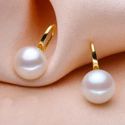 Hot Sale Fashion Pearl Stud Earrings New Natural 6-10mm White Freshwater Pearl Earrings For Wedding Jewelry Gift Drop Earrings