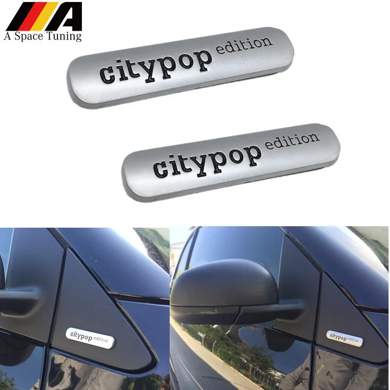 2Pcs Emblem Citypop Edition Badge Metal Car Sticker 3D Rear View Mirror Decoration Universal For Smart Fortwo Brabus C451/W453