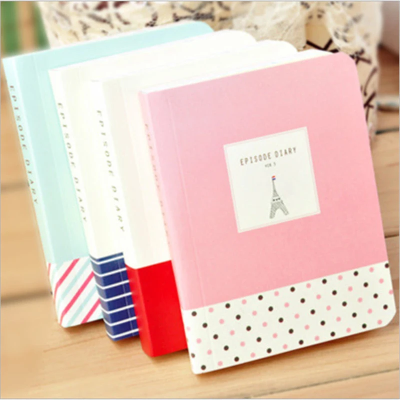 1Pcs Cute Tower Pattern Hardcover Notebook Colored Pages Travelers Daily Memos Notepad Thick Stationery Office School Supplies