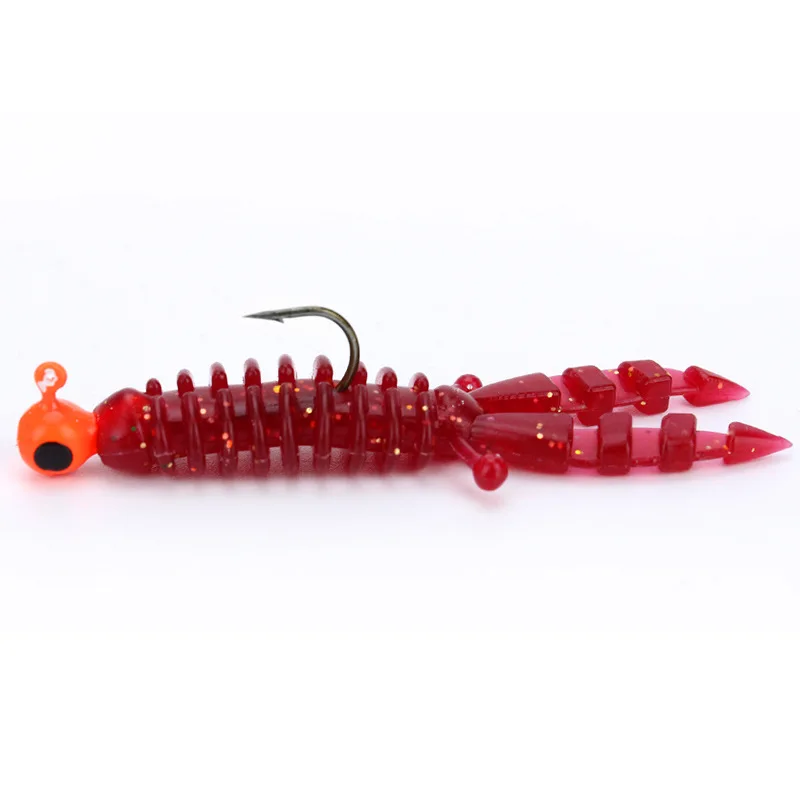 Fishing Lure Soft Bait Artificial Pop Mini Shrimp 5.5cm/1.1g Worm Grub Lures Screw Clamp Tails Lot 10 Pieces