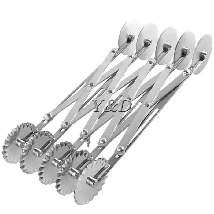 

5 wheels Stainless Steel Dough Roller Pastry Tool Pizza Cutter Adjustable Pasta Knife Flexible Double Sides Ends Cooking Tool