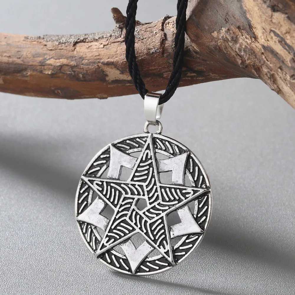 Kinitial Slavic Hollow Star of Magic Knot Pendant Slavic Amulet Star Light Pendants Amulets Necklace Man Fashion Jewelry