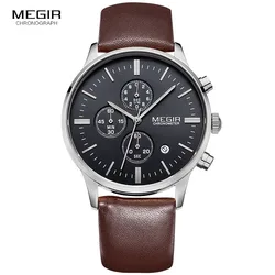 Megir-reloj deportivo luminoso de cuarzo para hombre, pulsera de cuero, resistente al agua, comercial, envío gratis, 2011