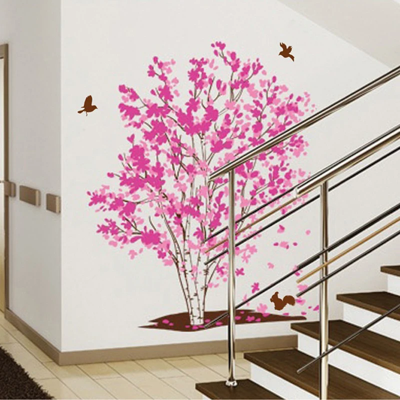 Romantic Pink Dream tree Wall Sticker Removable bedroom living room background Art Decals Home Decoration mural stickers