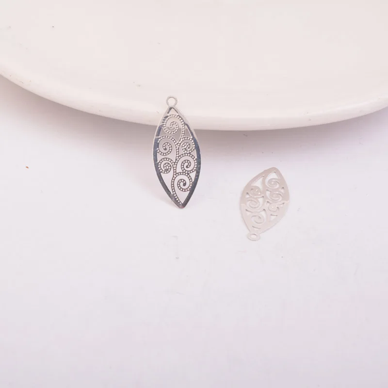 100 Stück AC7319 8*20mm Drucke Charms Blätter Verbinder passend für DIY Ohrringe Schmuckzubehör – Detail 10