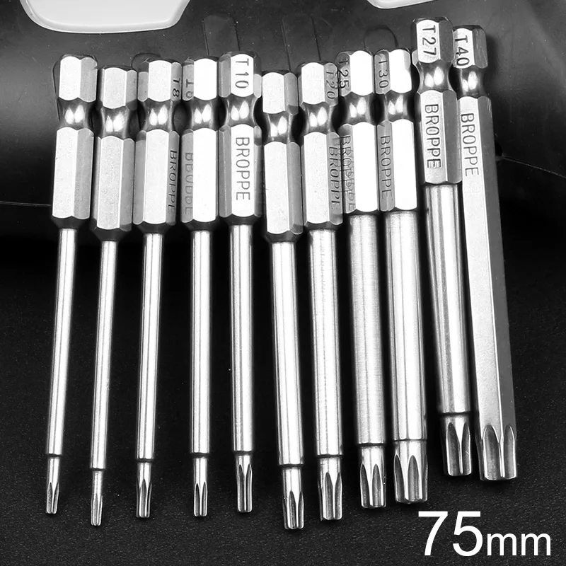 

BROPPE 11pcs/set 75mm Torx Hex Tri-Wing Spanner Cross-head Bits Bits Set Sturdy Chrome Vanadium Steel Screwdriver Bit Head Set