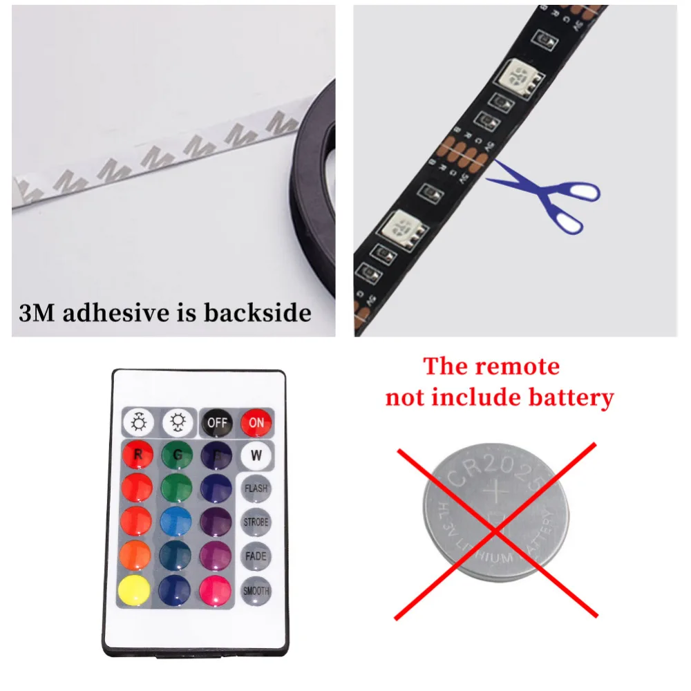 USB LED Strip DC5V 5050 RGB Mini 3Key 17Key RF IR Remote IP65 Waterproof 50CM 1M 2M 3M Flexible Light TV Background Ribbon Tape