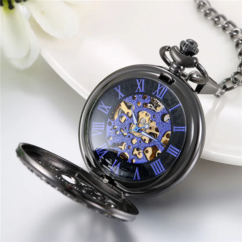 Lancardo Mannen/Vader Horloge Steampunk Klassieke Elegante Hand Wind Vintage Unieke Retro Hanger Klassieke Staal Mechanisch Zakhorloge