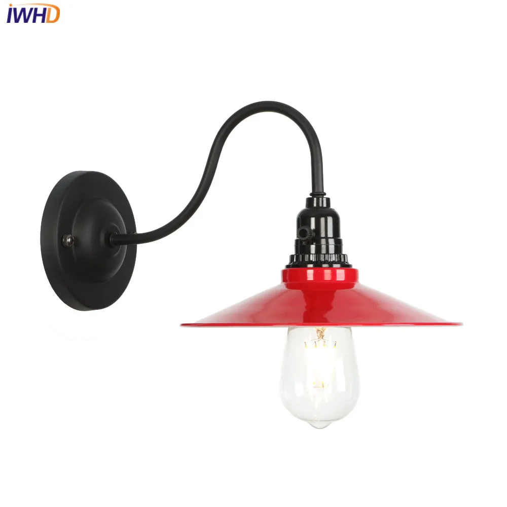 

Red Iron Wall Lamp Edison LED Wandlamp Vintage Nordic Wall Lights Mirror Light Bedroom Bathroom Living Applique Murale Luminaire