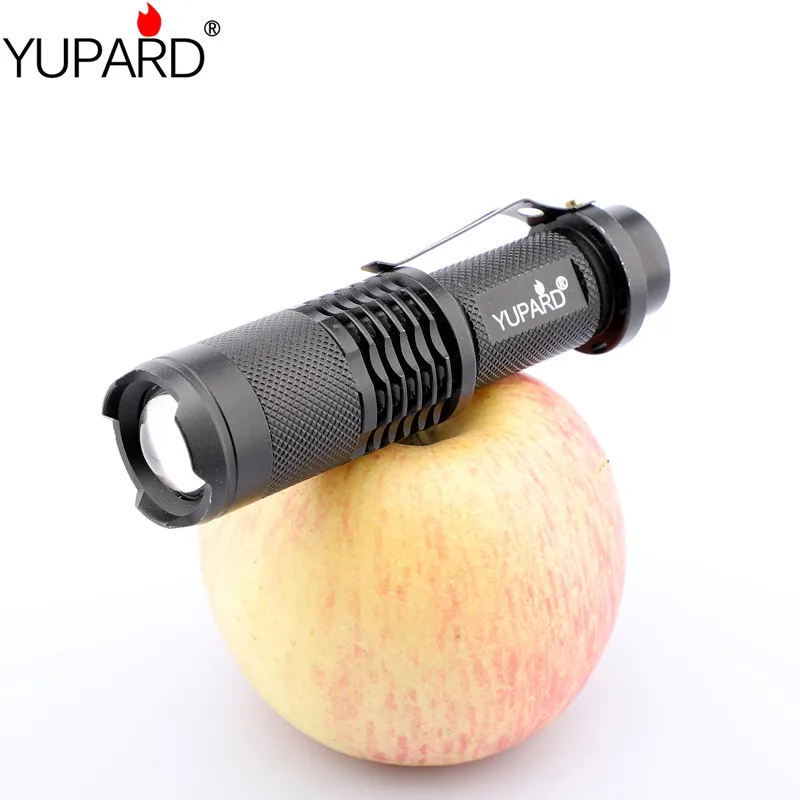 YUPARD Mini 12W XML XM-L2 LED Adjustable Zoomable Flashlight Lamp Light Torch Black T6 LED 1x18650 rechargeable battery