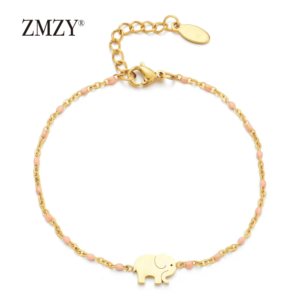 ZMZY Cute Charm Elephant Bracelet Friendship Bracelet Gift Bracelets for Women/Girls/Kids Gold Color Stainless Steel Jewelry