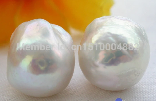 

hot sell new Unusual 18mm Nature white keshi reborn pearl stud earring