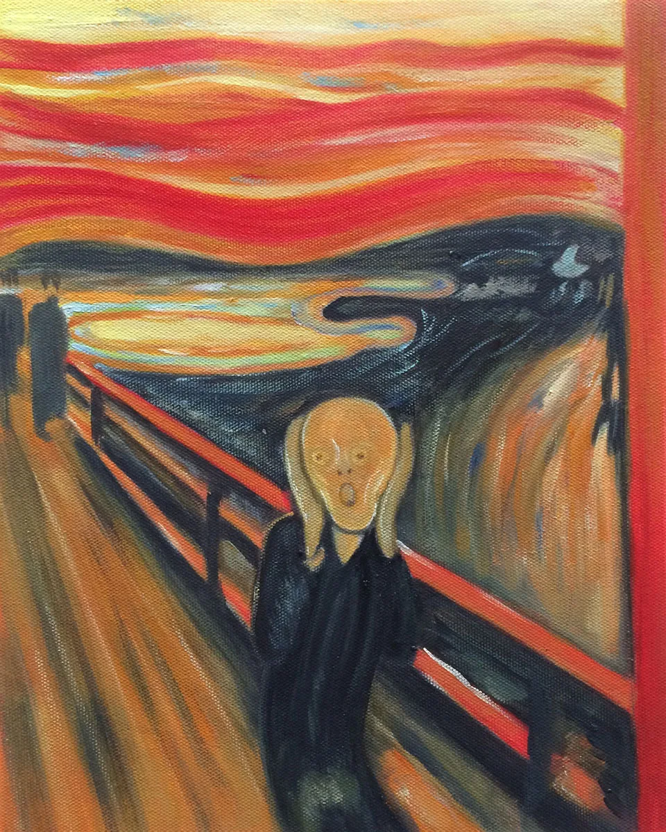 Handpainted Abstract Oil Painting on Canvas The Scream, Edvard Munch Famous Fine Arts for Hotel Wall Decoration Vertical