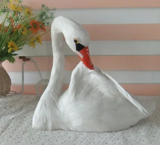 

new creative simulation swan toy lifelike white goose doll gift about 21x25cm