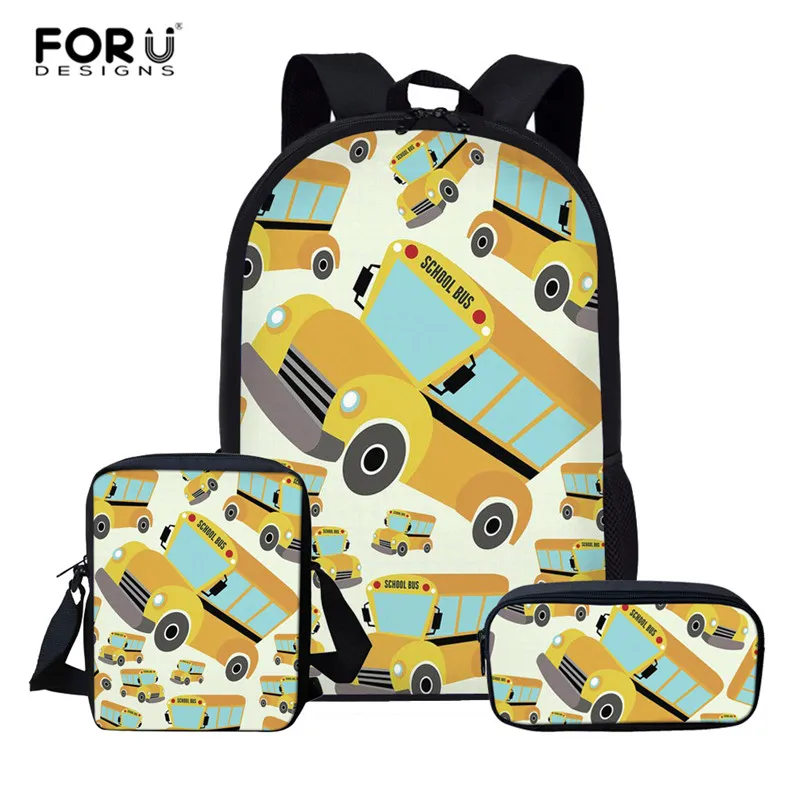 

FORUDESIGNS School Backpacks School Bags for Girls School Bus Print Children Backpack Kids Backpack Kids Bag Mochila Escolar