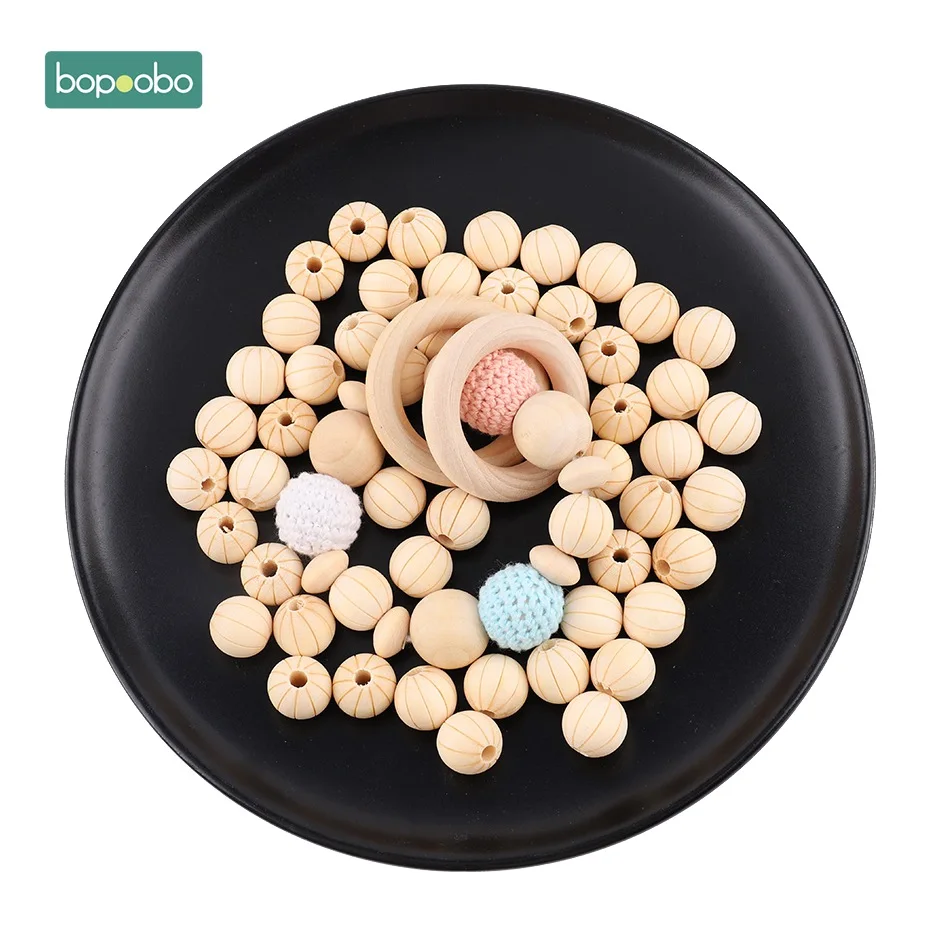 

Bopoobo 16 мм 50 шт деревянные тыквенные бусины сенсорная игрушка для прорезывания зубов жевательные деревянные бусины DIY Изготовление ювелирных изделий ожерелье бусы детский Прорезыватель