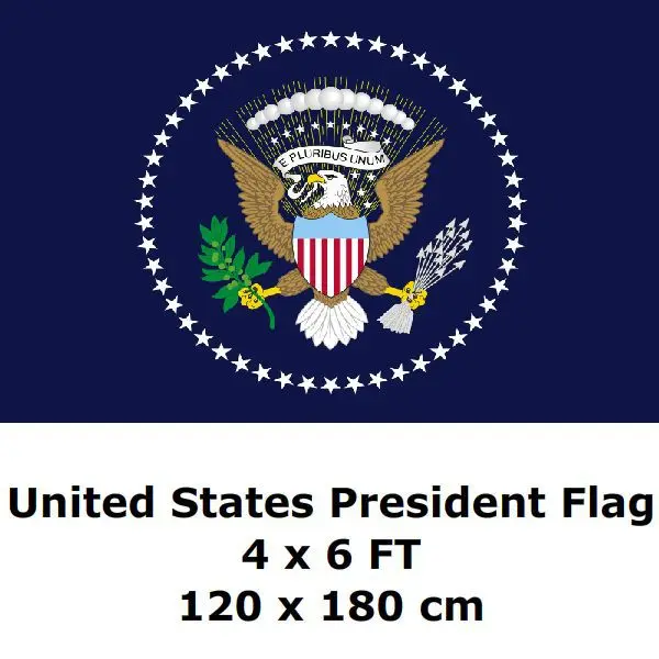 Presidential Seal Flag 4` x 6` FT 21x14cm 100D Polyester USA US United States President Flags and Banners