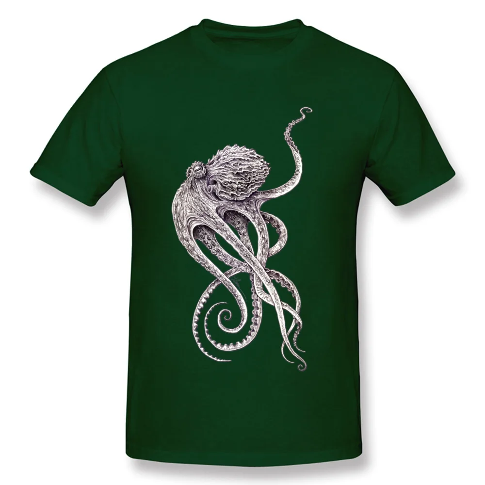 Retro Black T-shirt Men Elegant Octopus Print T Shirt Steampunk Tops Tees Personalized Short Sleeve TShirt Father Day Gift Cloth