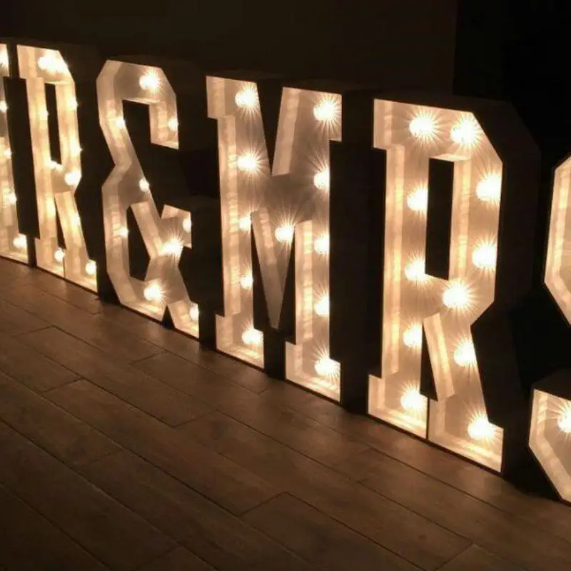 

Custom Giant led letters Marquee Metal love letters sign bulb light for shop ,wedding decoration