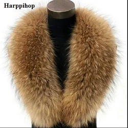 80cm 90cm 2016 Winter 100% Real Natural Raccoon Fur Collar & Womens Scarfs Fashion Coat Sweater Scarves Thick Long Neck Cap