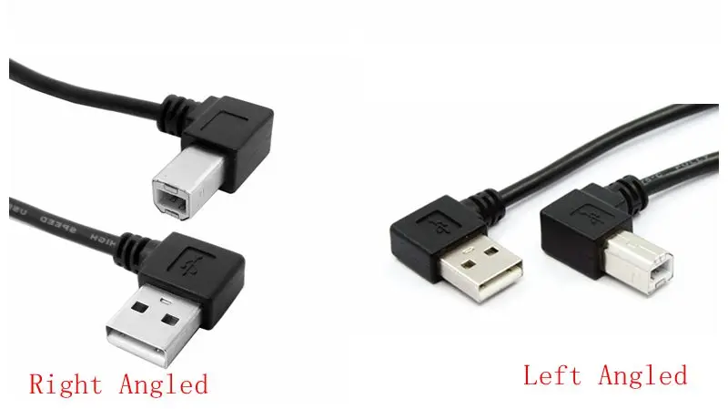 Right & Left Angle USB 2.0 A Male to USB B Male Type B BM Right Angle Printer scanner 90 degree cable 50cm 100cm BM Angled Cable