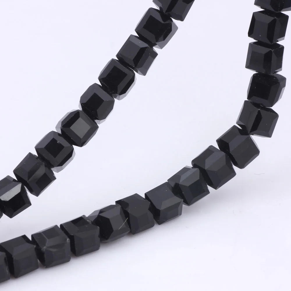 OlingArt Square 3/4/6/8MM Austria Crystal Beads charm Glass Beads Black color Loose Spacer Bead for DIY Jewelry Making