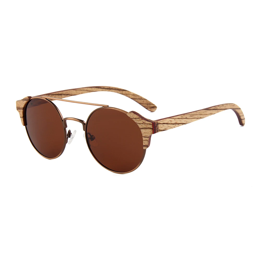 Polarized Round Wood Sunglasses Men Women Vintage Bamboo Luxury Bamboo Handmade Sun Glasses UV400