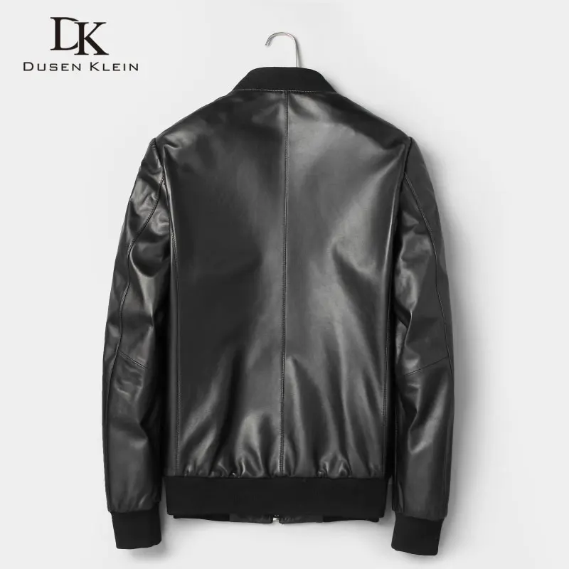 Dusen Klein Men Genuine Leather Jacket Sheepskin Coat Slim/Casual/Black cy250