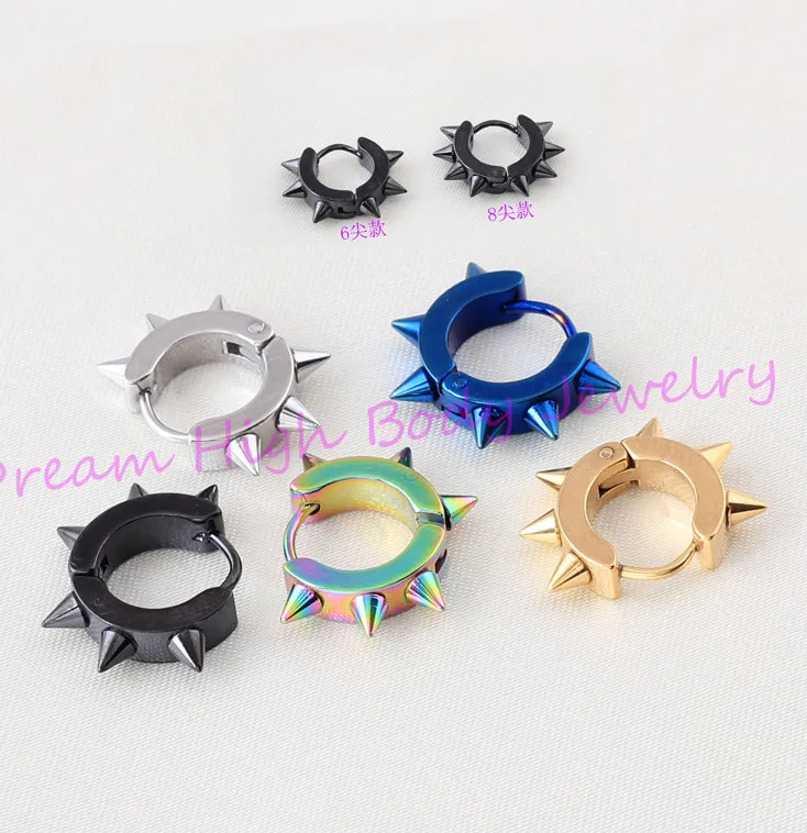 

Hoop Earring Men Cone Vacuum Plating Titanium Push Back Punk Gothic COOL Popular Body Jewelry