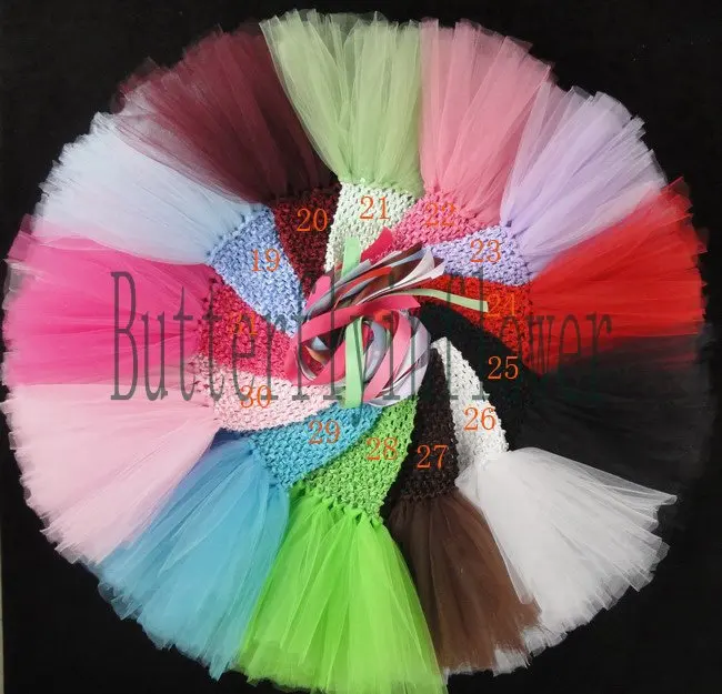 

30pcs/lot Baby Girls Crochet Tutu Dress Infant Handmade 1Layer Ballet Tulle Dress with 4" Daisy Flower Kids Wedding Party Tutus