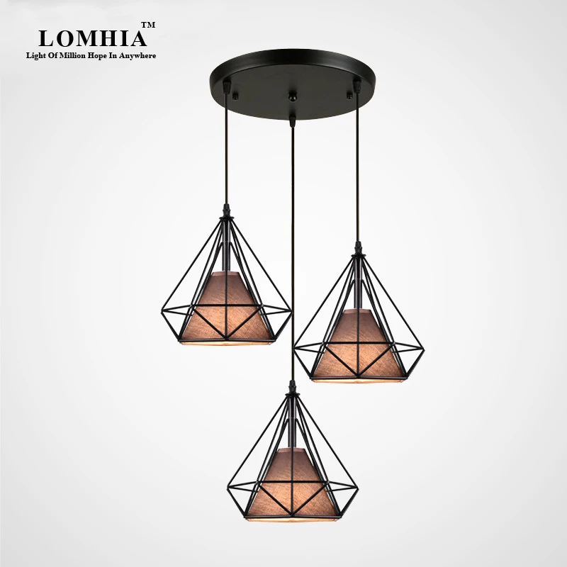 

Modern Industrial Cage Metal diamond Shade Pendant Light lamp bar Vintage LED Filament Bulb Ac90-260v lighting fixtures