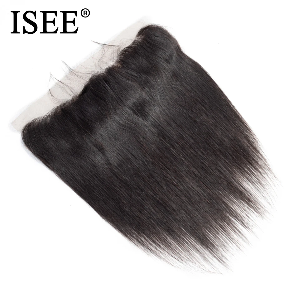 ISEE HAIR Peruwiańskie proste koronkowe zapięcie z przodu 13*4 Zamknięcie części wolnej od ucha do ucha 150% gęstości wiązki Remy 100% ludzkich włosów