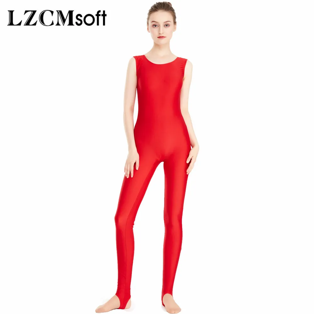 LZCMsoft Womens Tank Unitard with Yoga Stirrups One Piece Tank Jumpsuit Rompers Adult Spandex Bodysuit Sport