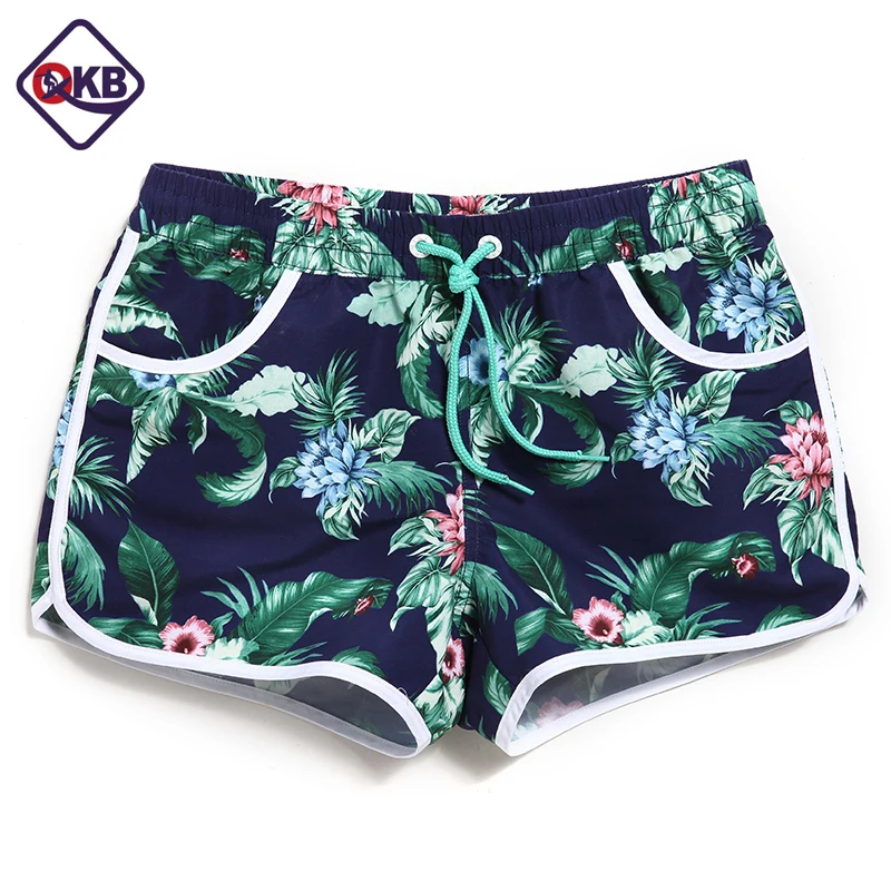 QIKE Lady Casual  Shorts Women flower print  Shorts  Women  Shorts Ladies'  Quick Drying Fabric