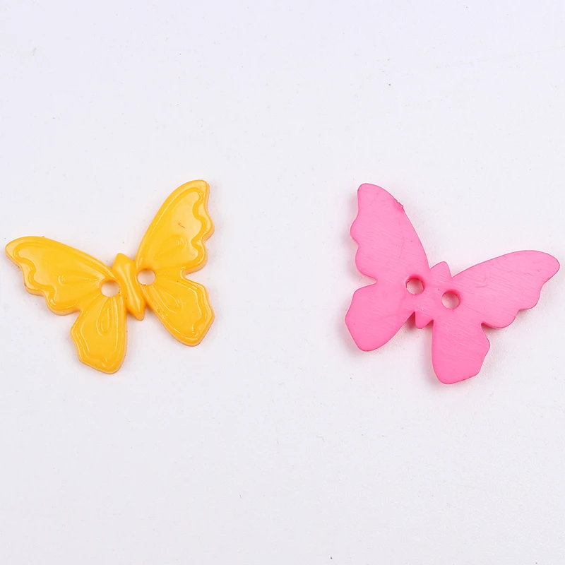 100pcs/lot Resin Butterfly Button DIY Sewing Tools Plastic butterfly buttons Garments Accessories Kids Handmade Button Craft