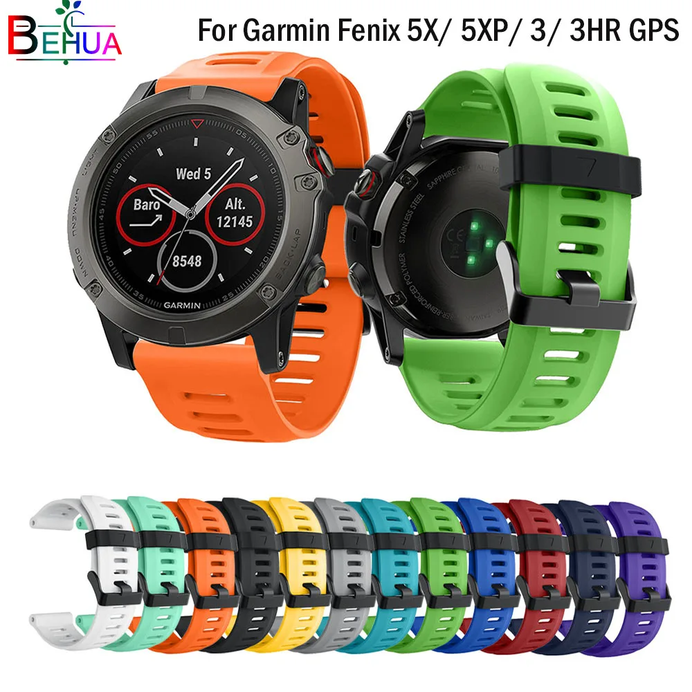 26mm Para Garmin Substituição faixa de relógio de Silicone esporte relógio de pulso cinta Para Garmin Fenix 5X/5 Xplus/ fenix 3/Fenix 3 HR GPS