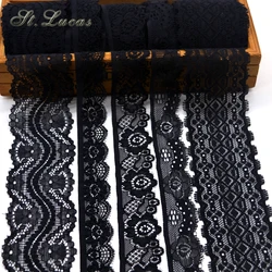 New hot sale 5yd/lot High Quality black Elastic Lace Trim ribbon For Sewing crafts decoration lace handmade accessories DIY