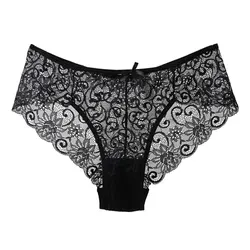 Women Full Lace Mesh Panty Transparent Floral Embroidery Sexy Briefs Ladies Summer Low Rise Breathable Seamless Underwear New
