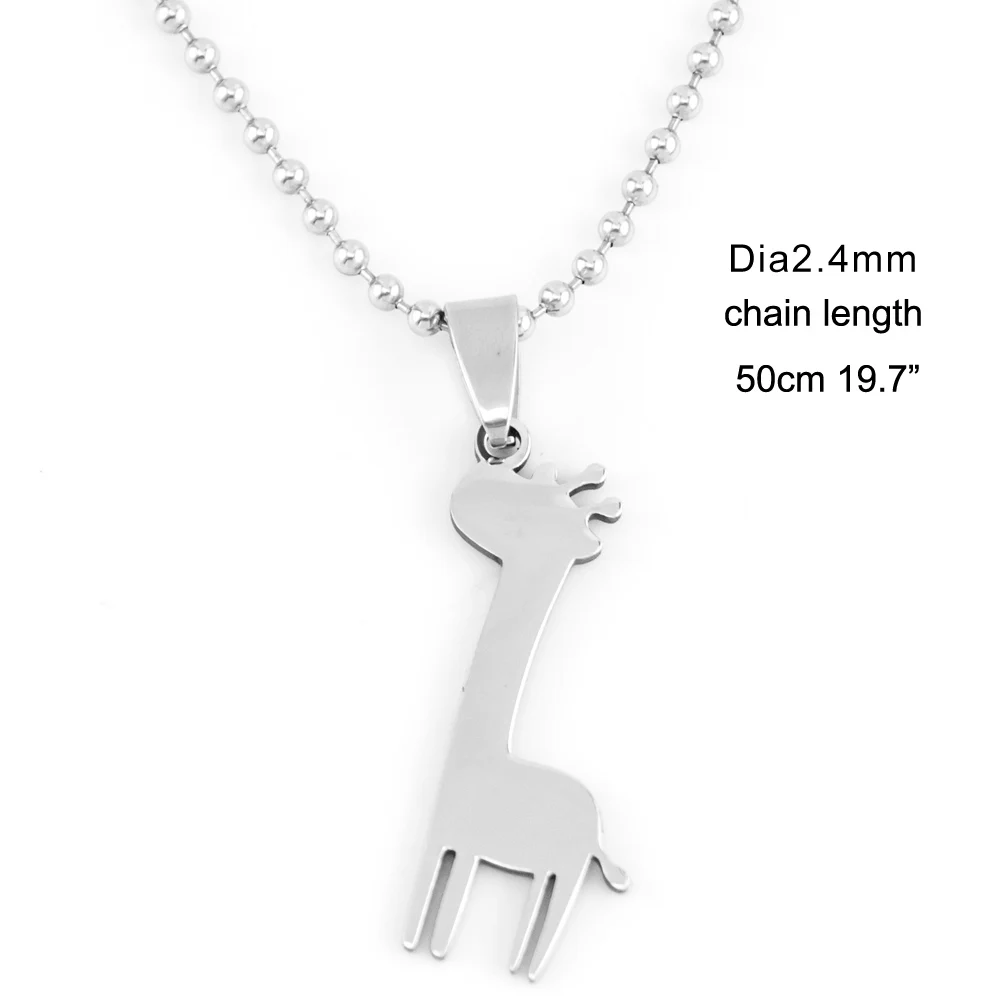 Risul Giraffe Style Cute Animal Necklace Pendant Engrave blank Charms Mirror polish Stainless steel good Quality wholesale 50pcs