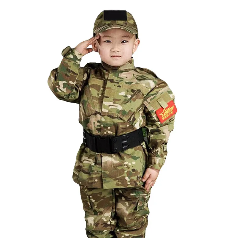 Children Outdoor  Training Camping Camouflage Tops + Pants Suits Spring Kids CS Airsoft Gear Uniform Shirt Trousers Sets