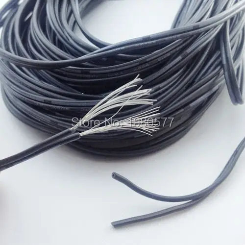 20 meters / lot 2pin Tinned Copper Black 22awg Extension Cable, PVC insulated Electric Wire, Excellent Quality and 