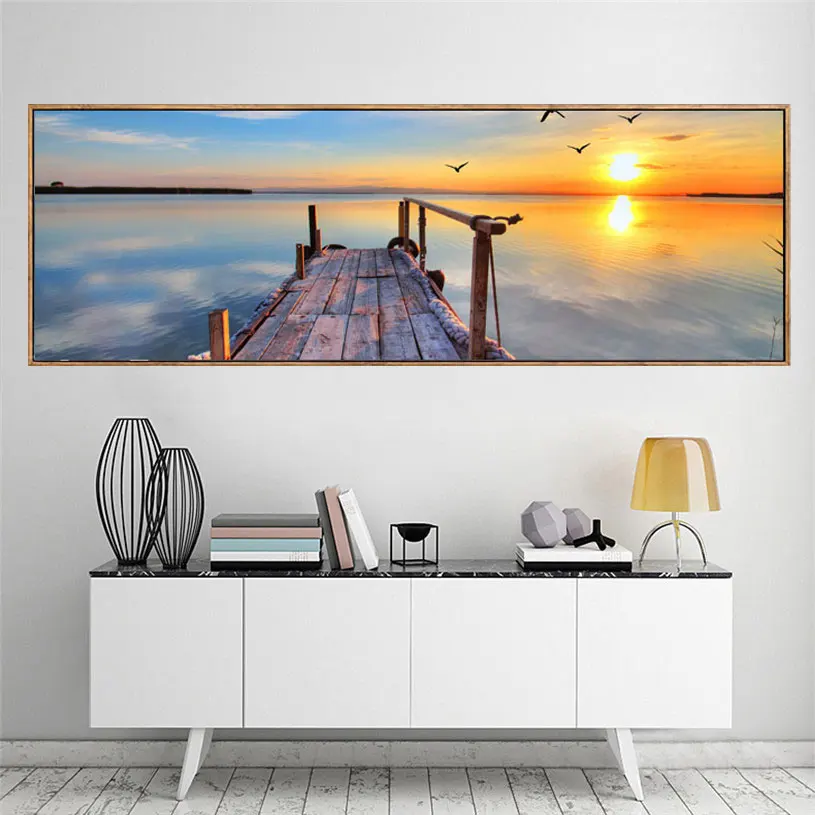 

Morden print sunset canvas painting sea Marina Bay Wall Pictures for Living Room Art Decoration Pictures